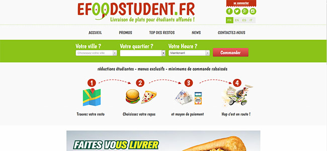 Capture d'écran du site eFood Student